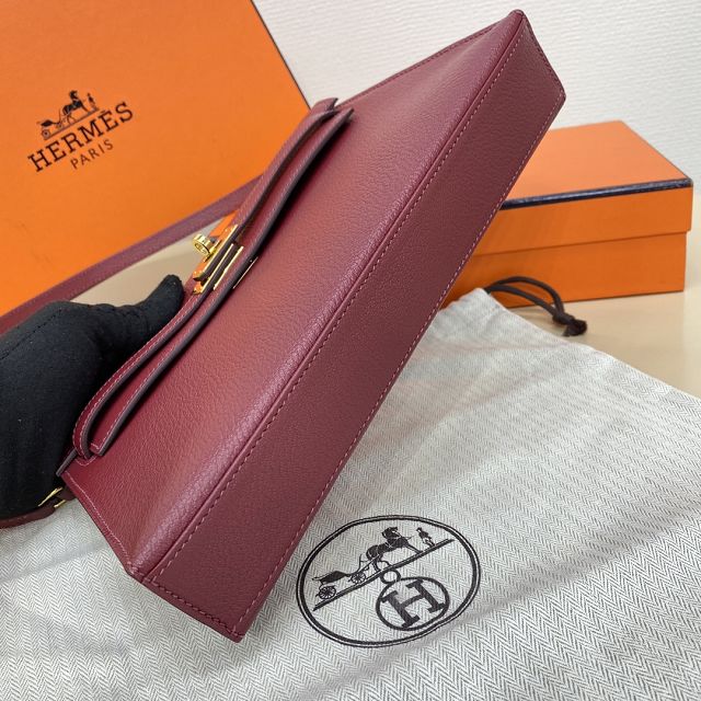 Hermes original chevre leather kelly elan KE0028-5 bordeaux