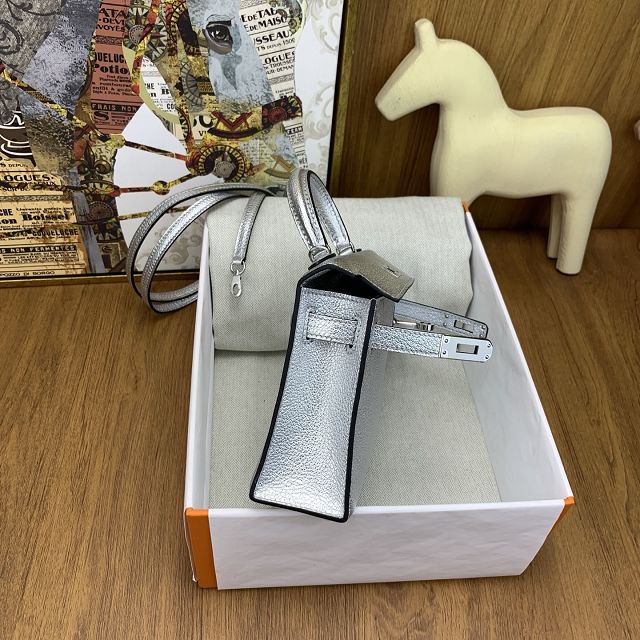Hermes original chevre mini kelly 19 bag KG0019 argent
