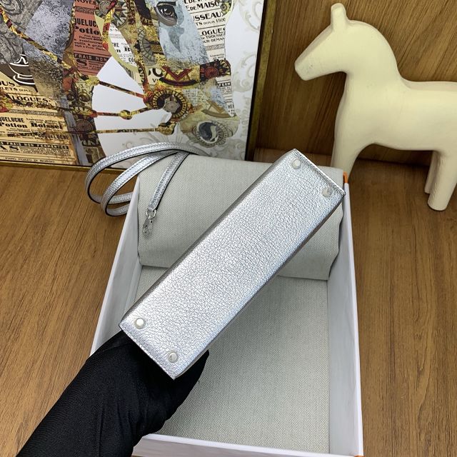 Hermes original chevre mini kelly 19 bag KG0019 argent