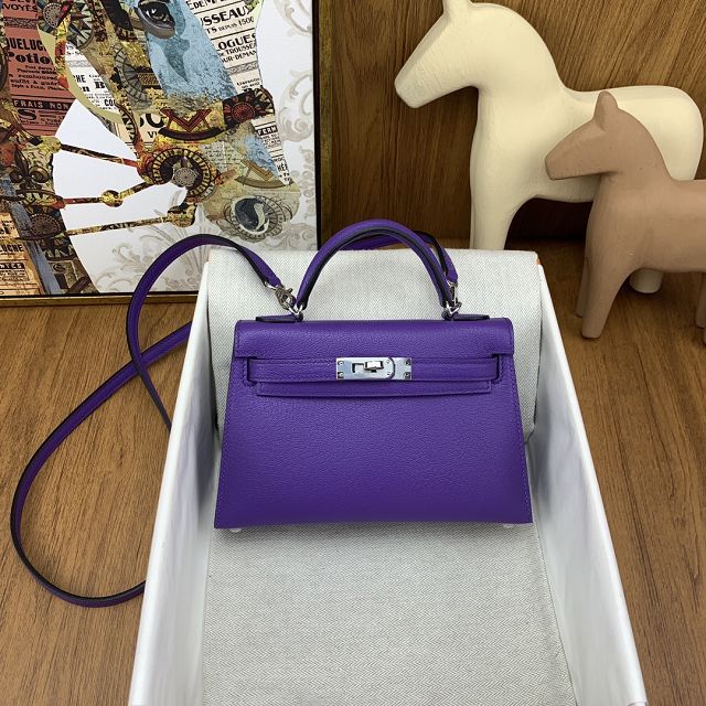 Hermes original chevre mini kelly 19 bag KG0019 crocus