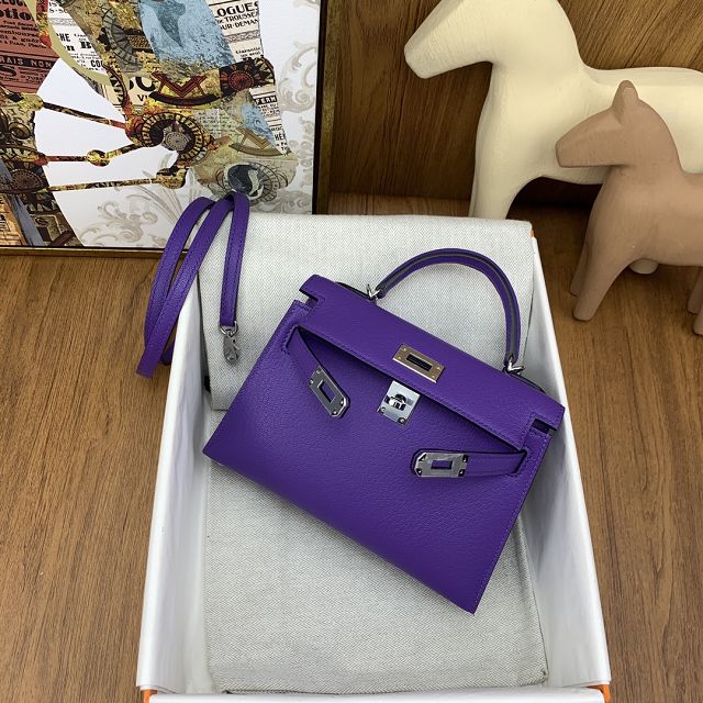 Hermes original chevre mini kelly 19 bag KG0019 crocus