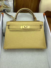 Hermes original chevre mini kelly 19 bag KG0019 dore