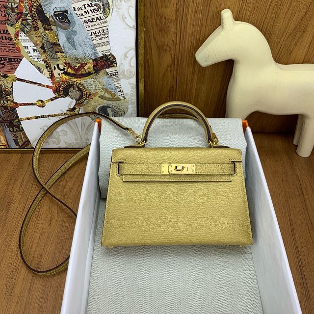 Hermes original chevre mini kelly 19 bag KG0019 dore