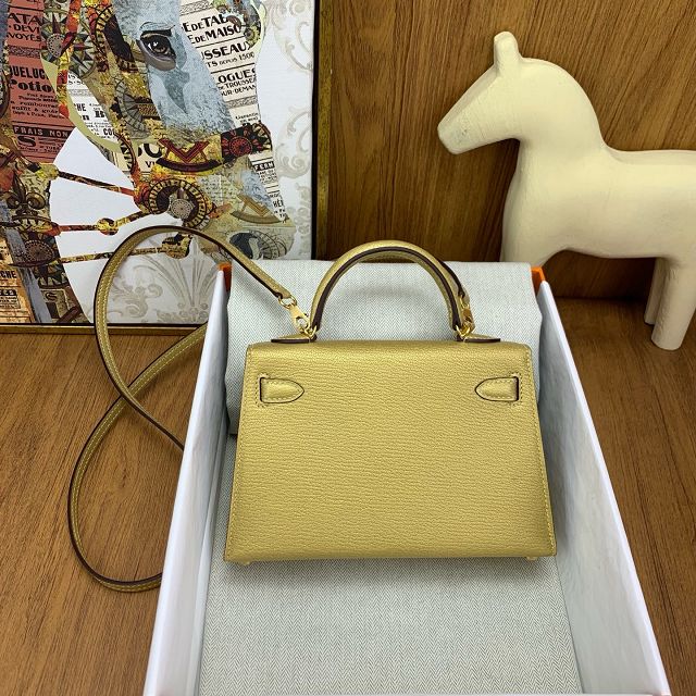 Hermes original chevre mini kelly 19 bag KG0019 dore