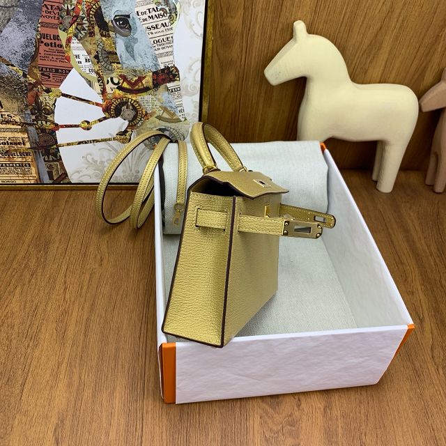 Hermes original chevre mini kelly 19 bag KG0019 dore