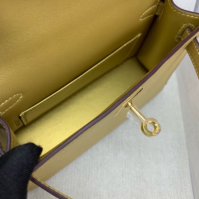 Hermes original chevre mini kelly 19 bag KG0019 dore