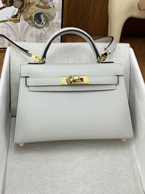 Hermes original chevre mini kelly 19 bag KG0019 grey pearl