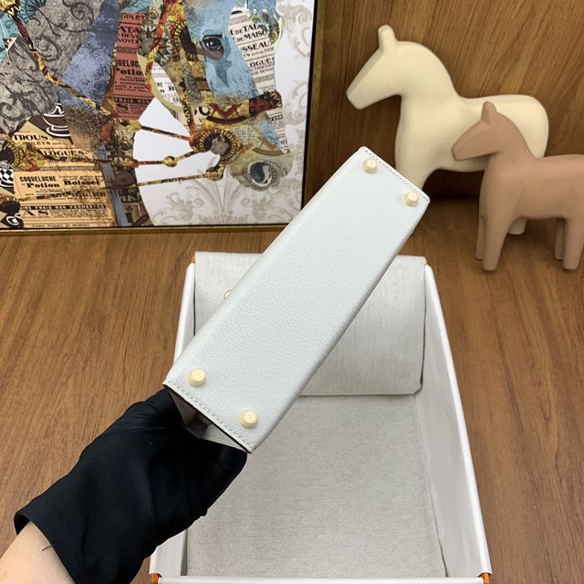 Hermes original chevre mini kelly 19 bag KG0019 grey pearl