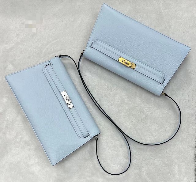 Hermes original madame leather kelly elan KE0028 blue lin