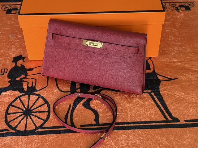 Hermes original madame leather kelly elan KE0028 rouge grenat