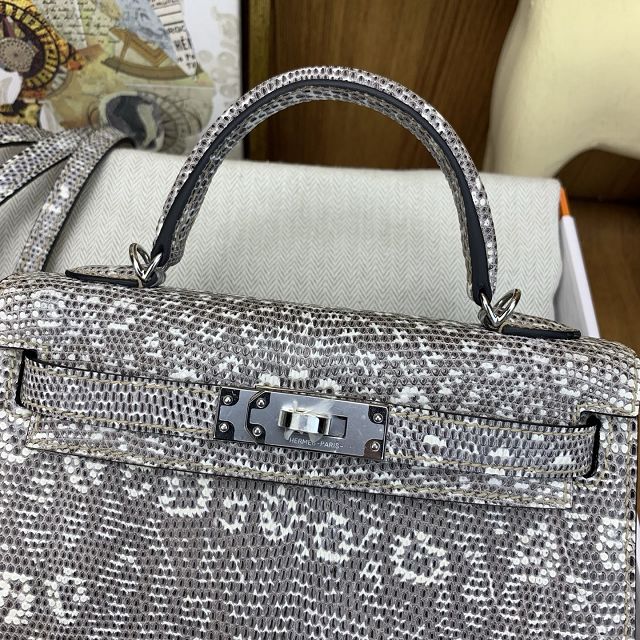 Hermes handmade genuine 100% lizard leather kelly 19 bag K0019 