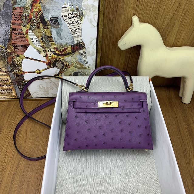Hermes handmade genuine 100% ostrich leather kelly 19 bag K019 