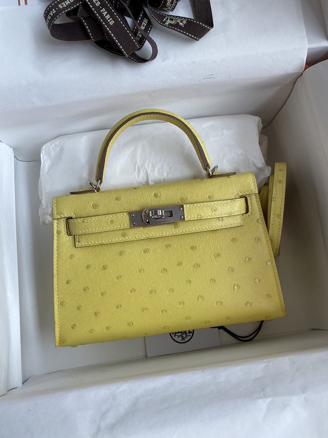 Hermes handmade genuine 100% ostrich leather kelly 19 bag K019 