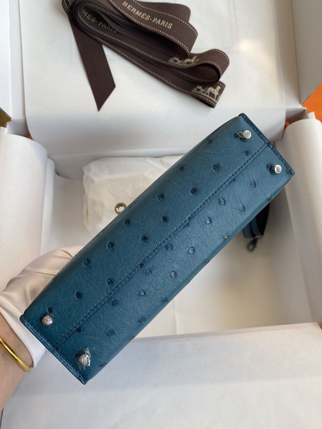 Hermes handmade genuine 100% ostrich leather kelly 19 bag K019 colvert