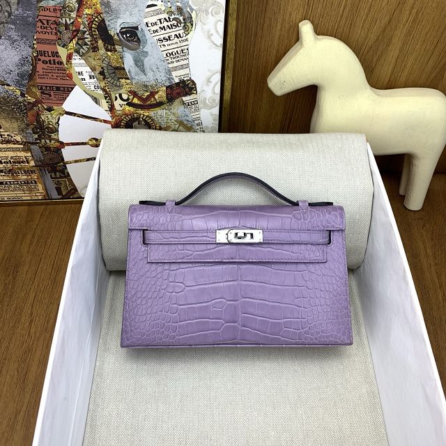 Hermes handmade genuine crocodile leather mini kelly 22 clutch K220 