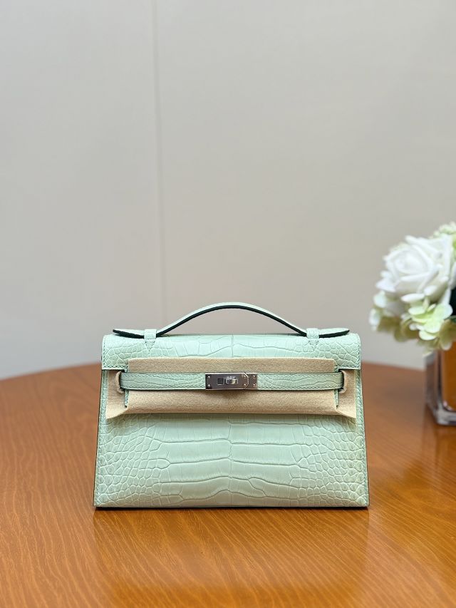 Hermes handmade genuine crocodile leather mini kelly 22 clutch K220 