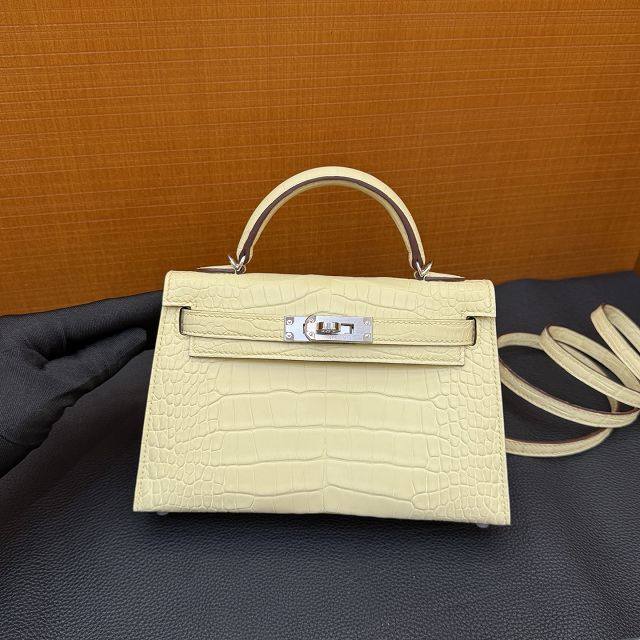 Hermes handmade genuine crocodile leather mini kelly bag K0019
