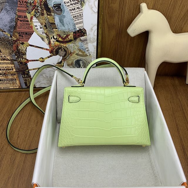 Hermes handmade genuine crocodile leather mini kelly bag K0019 jaune bkurgeon