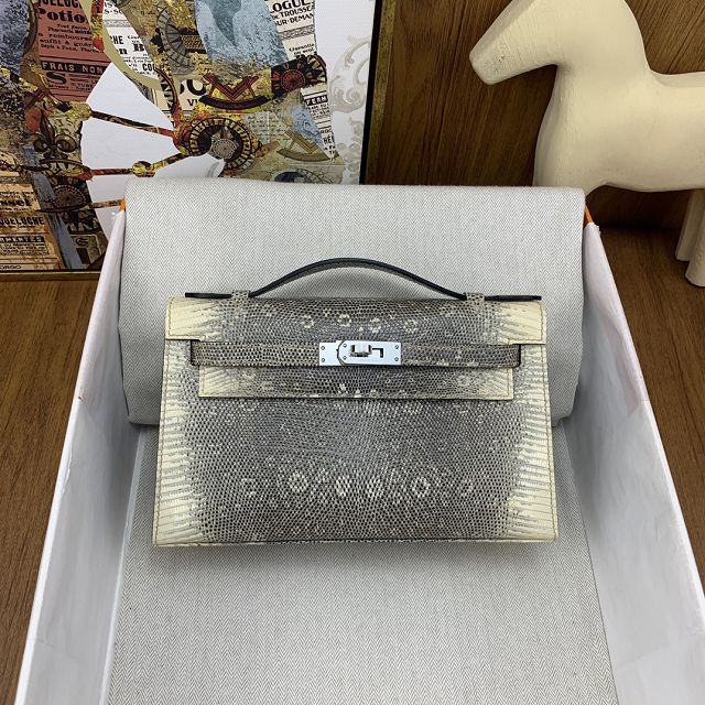 Hermes handmade genuine lizard leather mini kelly 22 clutch K220 