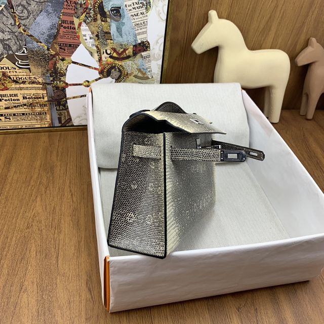 Hermes handmade genuine lizard leather mini kelly 22 clutch K220 
