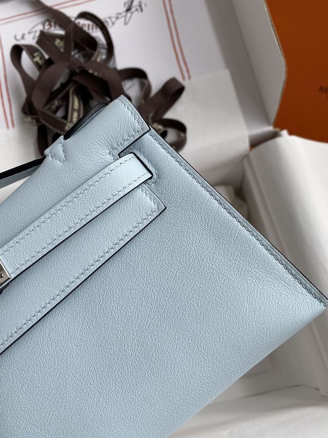 Hermes original swift leather mini kelly 22 clutch K0012 azur