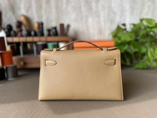 Hermes original epsom leather mini kelly 22 clutch K012 biscuit