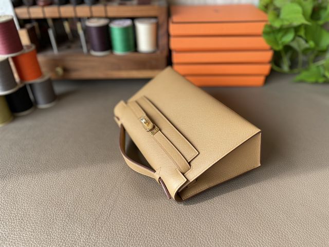 Hermes original epsom leather mini kelly 22 clutch K012 biscuit