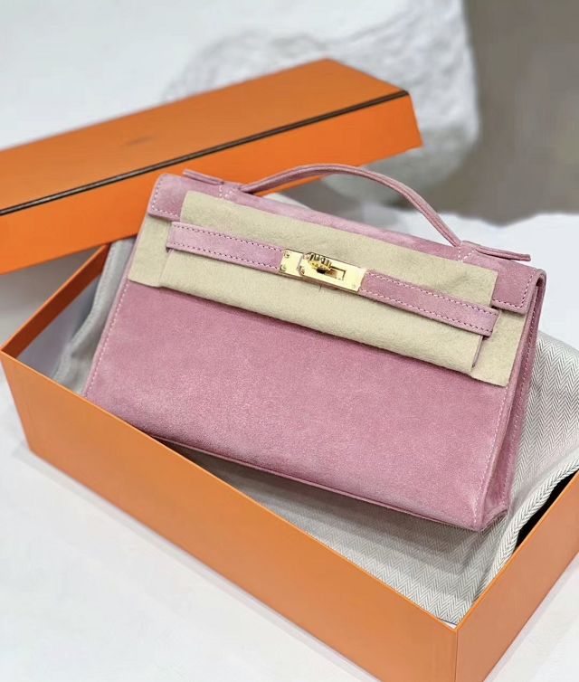 Hermes original suede calfskin mini kelly 22 clutch K0012 