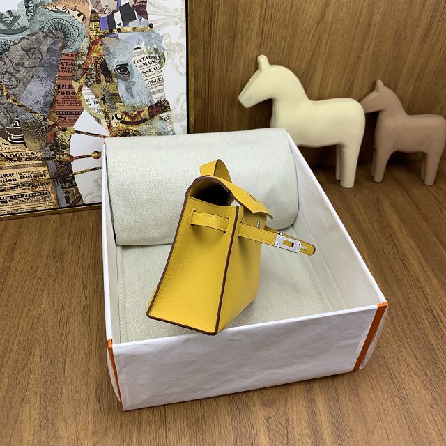 Hermes original swift leather mini kelly 22 clutch K0012 amber