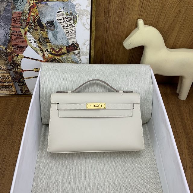 Hermes original swift leather mini kelly 22 clutch K0012 craie