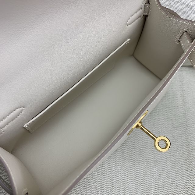 Hermes original swift leather mini kelly 22 clutch K0012 craie