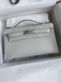 Hermes original swift leather mini kelly 22 clutch K0012 grey pearl 