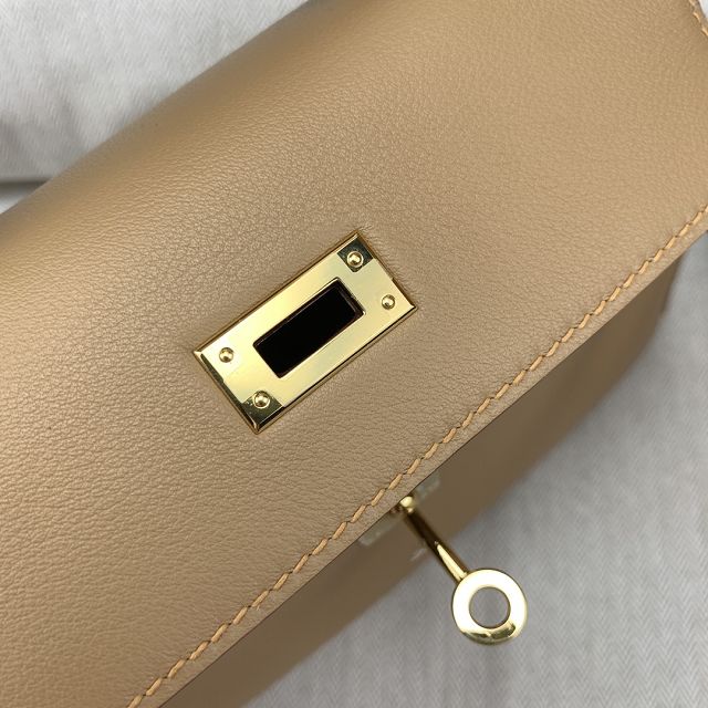 Hermes original swift leather mini kelly 22 clutch K0012 latte