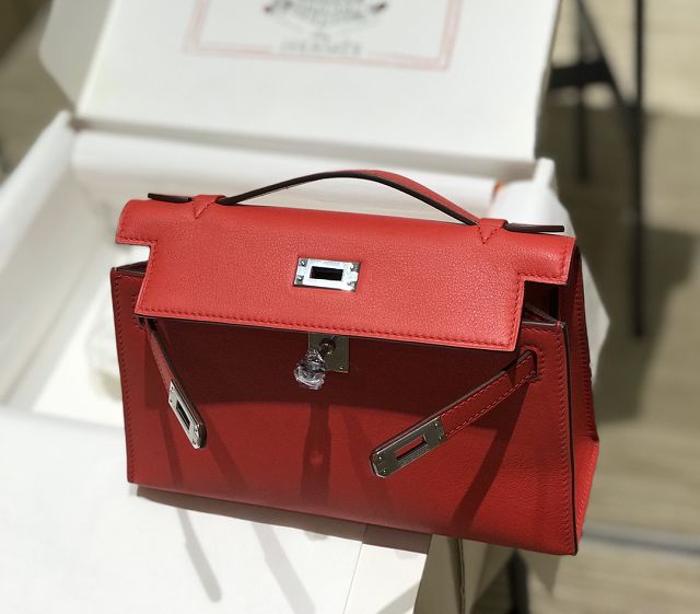 Hermes original swift leather mini kelly 22 clutch K0012 red