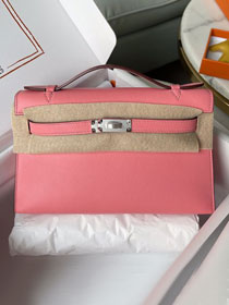 Hermes original swift leather mini kelly 22 clutch K0012 rose dete
