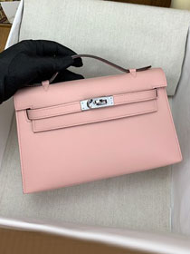 Hermes original swift leather mini kelly 22 clutch K0012 rose eglantine