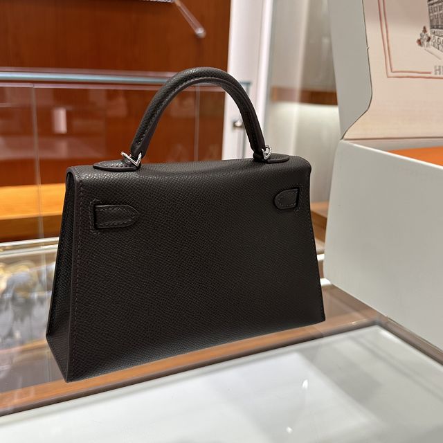 Hermes original epsom leather mini kelly 19 bag K0019 ebene