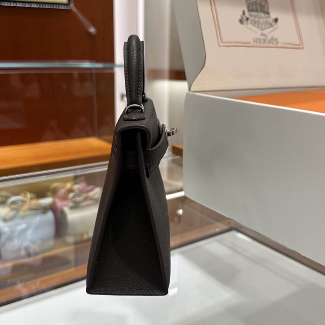 Hermes original epsom leather mini kelly 19 bag K0019 ebene