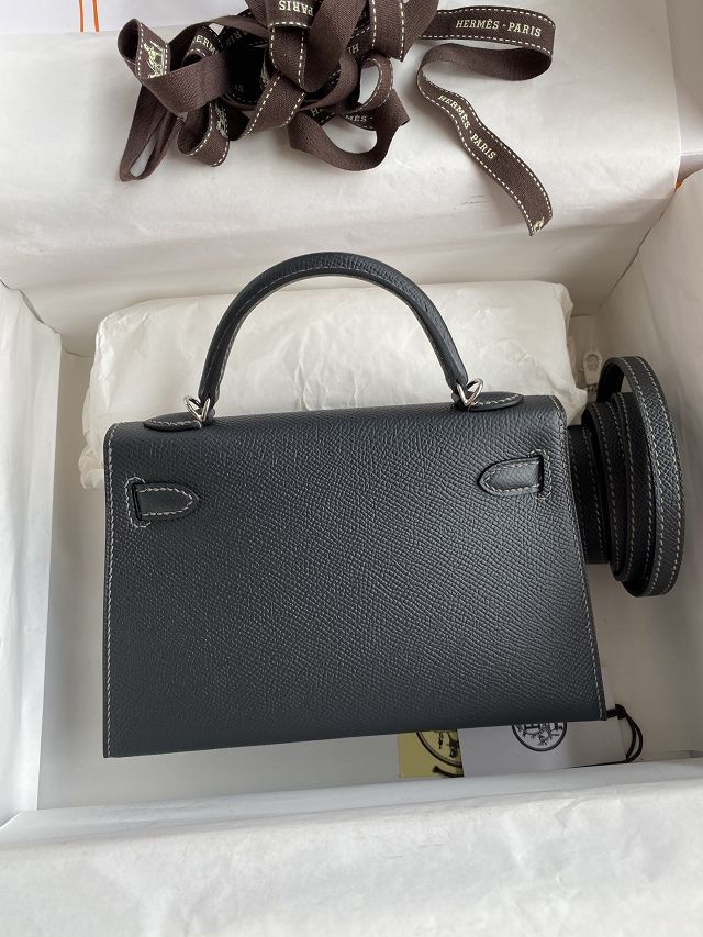 Hermes original epsom leather mini kelly 19 bag K0019 graphite