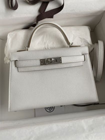 Hermes original epsom leather mini kelly 19 bag K0019 grey pale