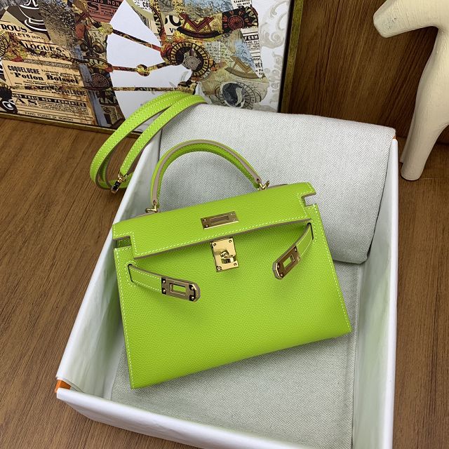 Hermes original epsom leather mini kelly 19 bag K0019 kiwf 
