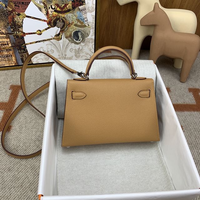 Hermes original epsom leather mini kelly 19 bag K0019 latte