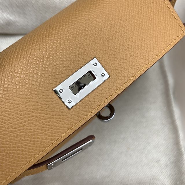 Hermes original epsom leather mini kelly 19 bag K0019 latte