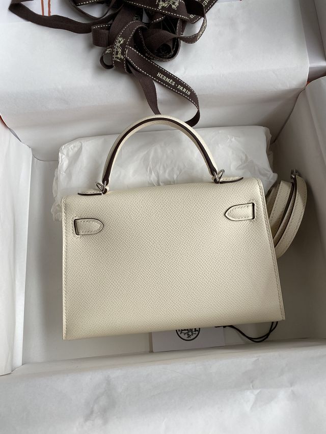 Hermes original epsom leather mini kelly 19 bag K0019 nata
