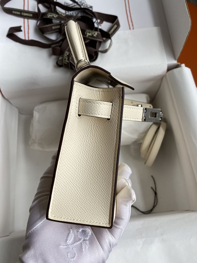 Hermes original epsom leather mini kelly 19 bag K0019 nata