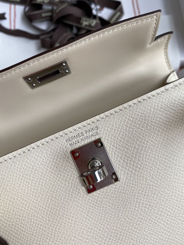 Hermes original epsom leather mini kelly 19 bag K0019 nata