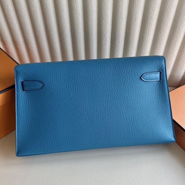 Hermes original chevre leather kelly elan KE0028-5 blue frida