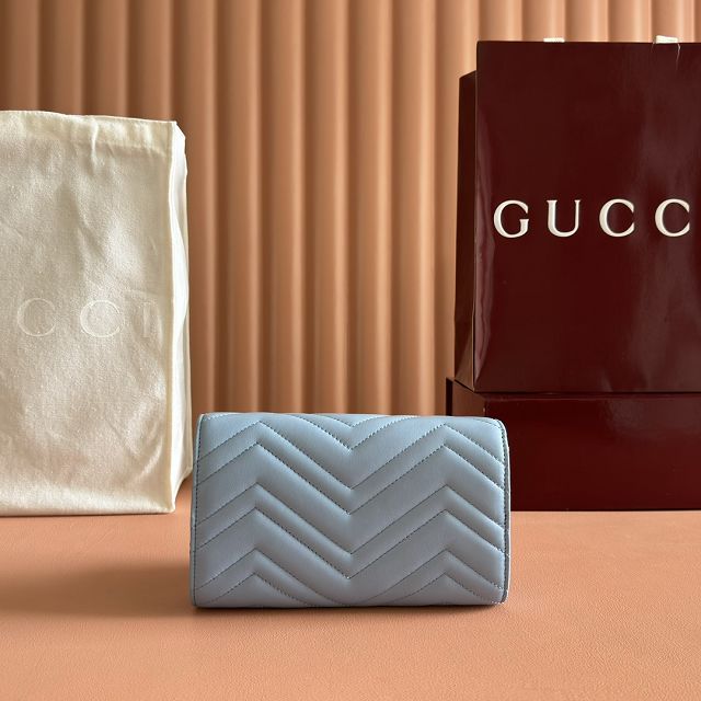 GG original calfskin marmont wallet on chain 837745 blue