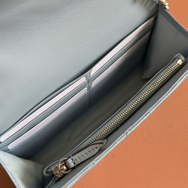 GG original calfskin marmont wallet on chain 837745 blue