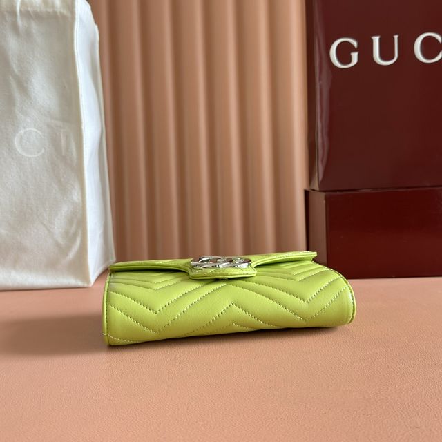 GG original calfskin marmont wallet on chain 837745 green
